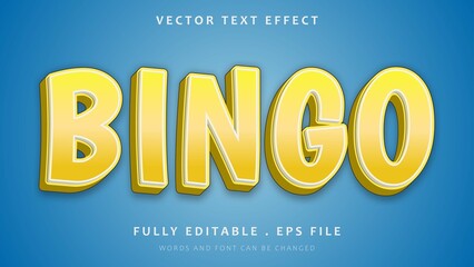 3d Gradient Yellow Word Bingo Fully Editable Text Effect Design Template