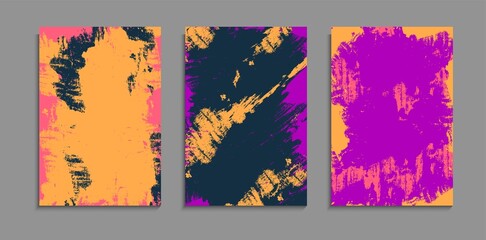 Set Of Abstract Paint Colorful Grunge Texture Background A4 Template
