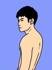 Fototapeta premium cute man cartoon on blue background