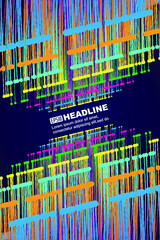 Multicolored dots and lines are arranged vertically to extend the spatial sense of the poster background