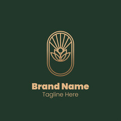 Monoline sun flower logo design