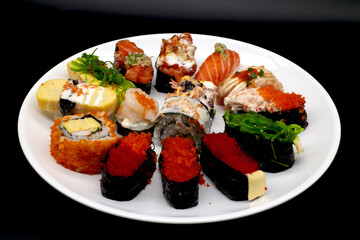 asia, asian, background, black, black background, chopsticks, cuisine, delicious, dinner, dish, fattest tuna, fresh, ginger, gomokuzushi, gourmet, healthy, include clipping path, japan, japanese, japa