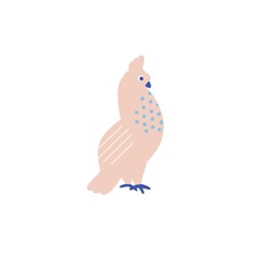 A pigeon bird on a white background. In cartoon style, simple shapes. Silhouette of a bird.