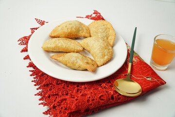 Pastel or Jalangkote Traditional Food From Makassar Indonesia, Filled with Carrots, Potatoes, Sweet Potatoes and Eggs.