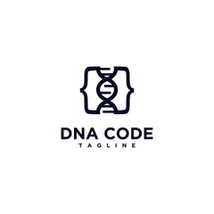 code genetics logo design modern concept, code combine with dna logo icon