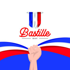 Happy bastille day banner template. France wafing flag design