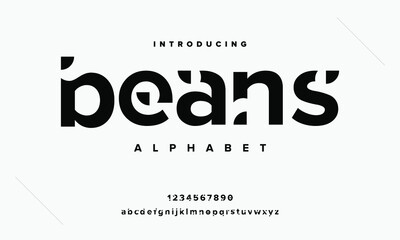 Beans modern minimal urban alphabet. Simple typography for logo, fashion, wedding, music. Vector abstract illustration © fourmonths