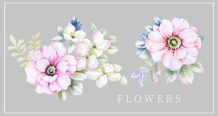 Watercolor flowers illustration