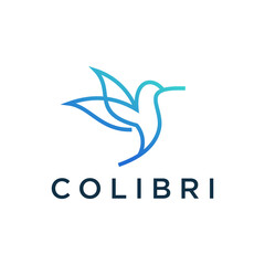 hummingbird colibri bird logo icon line abstract outline monoline vector 