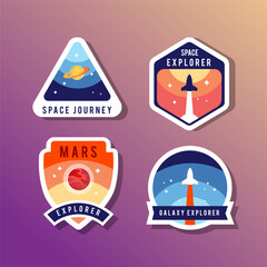 Outer Space Exploration Badges Collection vector arwork  - obrazy, fototapety, plakaty