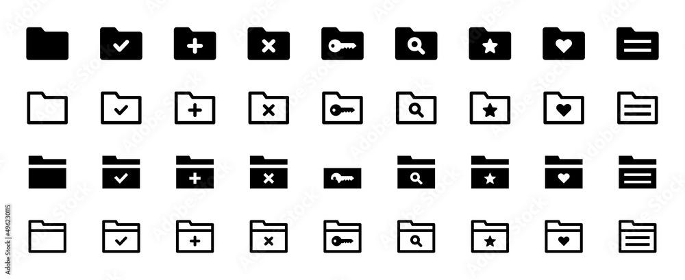 Poster Folder icon set isolated on white background. Computer folder symbol.