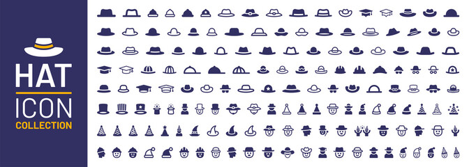 Hat icon collection vector illustration. Costume concept.