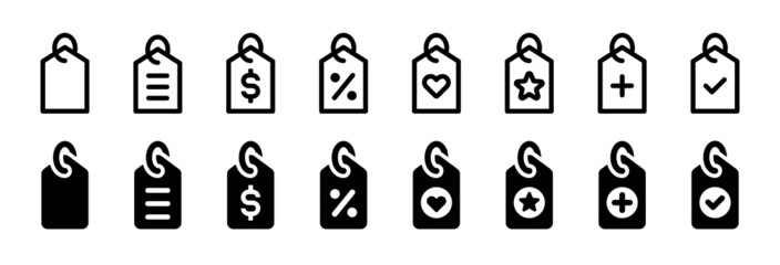 Label price tag icon collection in graphic design. Vector illustration
