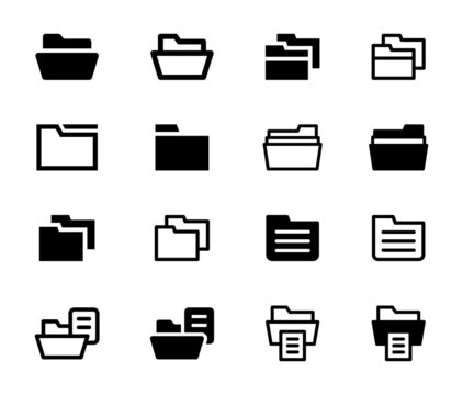 Folder icon set. Folder with document icon vector illustration.