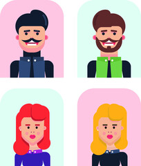 Men and Women Avatar with colorful background