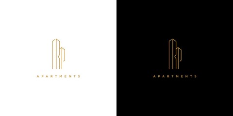 Unique and modern RP initials apartment logo design