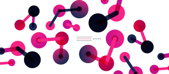 Abstract background. Round dots connected by lines. Trendy techno business template for wallpaper, banner, background or landing