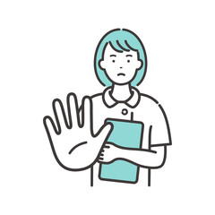 若い女性看護師の拒否ポーズ