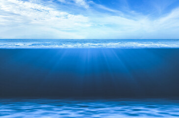 Blue Under Water waves and deep sea.