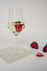 strawberries and white wine