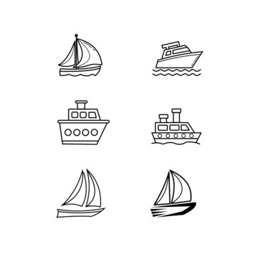 ship icon black and white illustration design