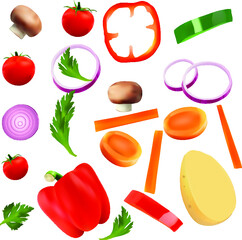 flying-ingredients-realistic | set of vegetables and fruits