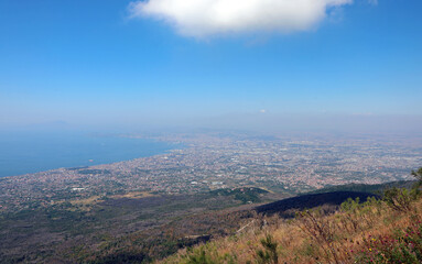 Fototapeta premium panorama of the Gulf of Naples and the port seen from the volcano Vesuvius in Central Italy