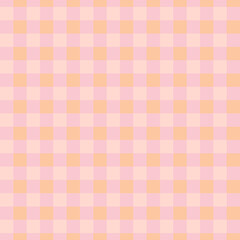 Seamless pattern in square grid vector background. Pastel color in pink orange tone.
