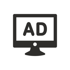 Online ads icon on white background