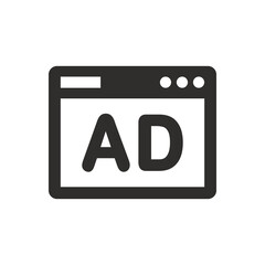 Online ads icon on white background