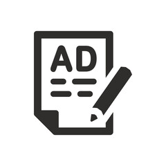 Advertisement content compose icon on white background