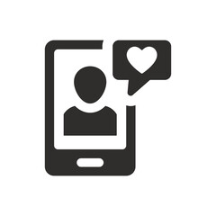 Mobile friend like icon on white background