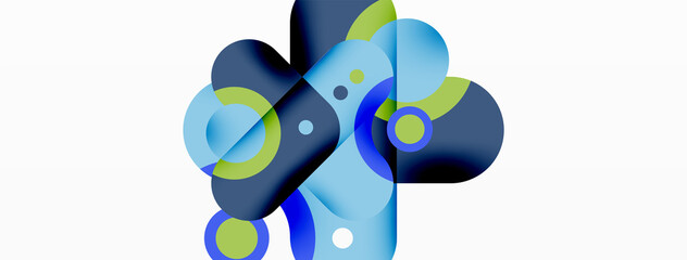 Creative geometric wallpaper. Minimal bubble arrow and circle abstract background. Techno business template for wallpaper, banner, background or landing