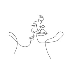 Faces uple Line Art Drawing. Love Concept Abstract Modern Line Art Drawing for Wall Decor, Prints, Posters. Abstract Minimalist Bedroom Decor Hand Draw Print. Vector EPS 10