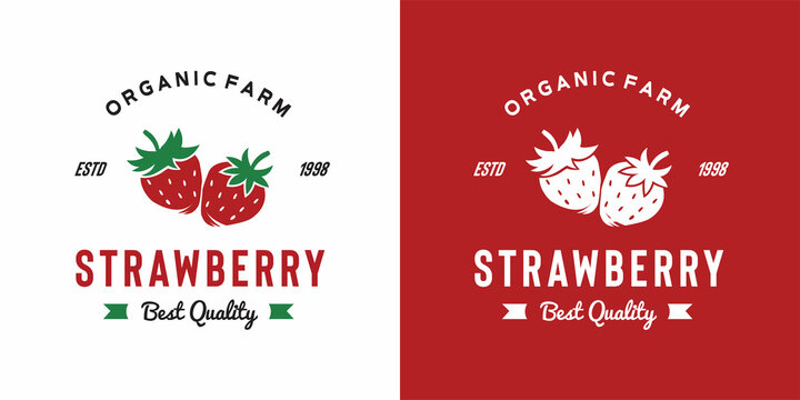 vintage strawberry fruit logo illustration suitable for fruit shop and fruit farm