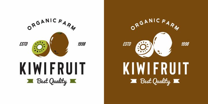 vintage kiwi fruit logo illustration suitable for fruit shop and fruit farm