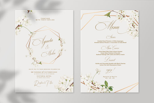 Geometric Wedding Invitation and Wedding Menu