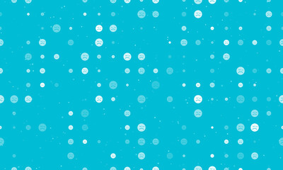 Seamless background pattern of evenly spaced white depression symbols of different sizes and opacity. Vector illustration on cyan background with stars