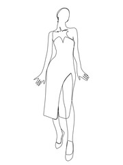 A portrait of a beautiful woman is drawn in one line art style. Body expression. Printable art.