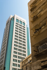 Modern buildings and poor apartment houses, Kuwait city