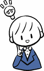 何かを閃いたスーツ姿の男性のイラスト