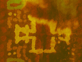 Amber Paint Swatch Pattern. Gold Sumi Circle.