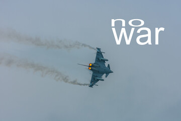Fototapeta na wymiar no war fighter plane with smoke