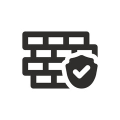 Firewall shield icon on white background