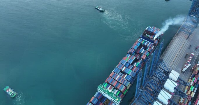  Aerial footage of Yantian international container terminal in Shenzhen city, China
