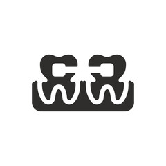 Teeth braces icon on white background