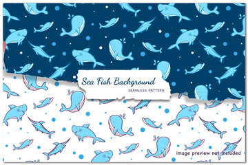 Sea Fish Background Seamless Pattern