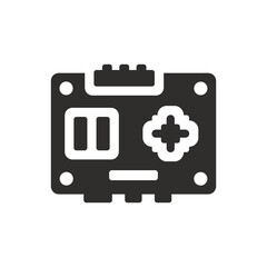 Computer chip icon on white background