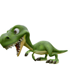 Pose of 3d rendering cartoon dinosaurs 