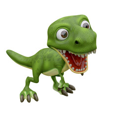 Pose of 3d rendering cartoon dinosaurs 